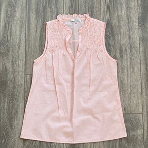 Fun 2 Fun - 100% Cotton Pink with White Striped Tank Top - Size S